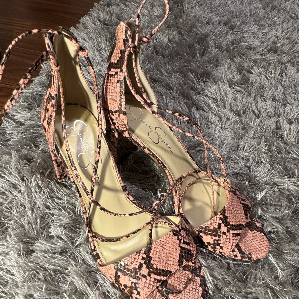 Jessica Simpson Snake Skin Lace up Heels Size 10